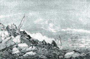 quebec canot dans les glaces du saint laurent gravure