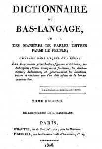dictionnaire du bas langage 1808